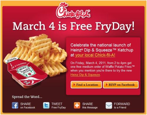 Chic-fil-a FREE fry day