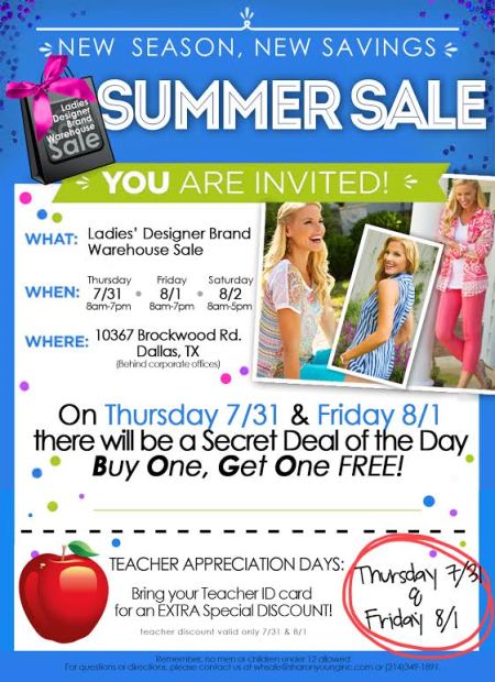 Sharon Young Sale August 2014 flyer