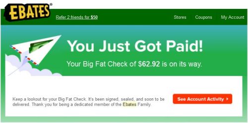 Ebates Big Fat Check